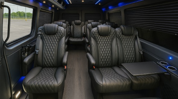 Interior of Vancouver Party Bus Company's 15 Passenger Mini Bus in Vancouver