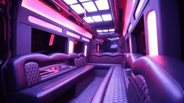 Interior of Vancouver Party Bus Company's 18 Passenger Party Bus in Albany