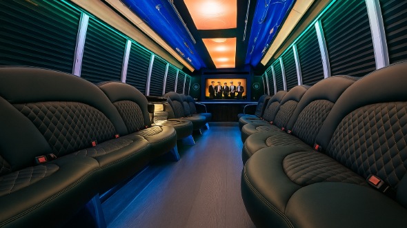 Interior of Vancouver Party Bus Company's 20 Passenger Party Bus in Albany