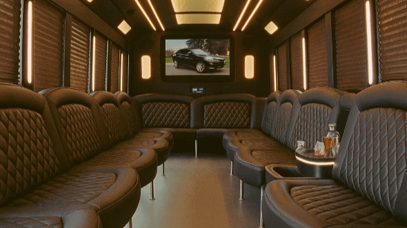 Interior of Vancouver Party Bus Company's 20 Passenger Party Bus in Lacey