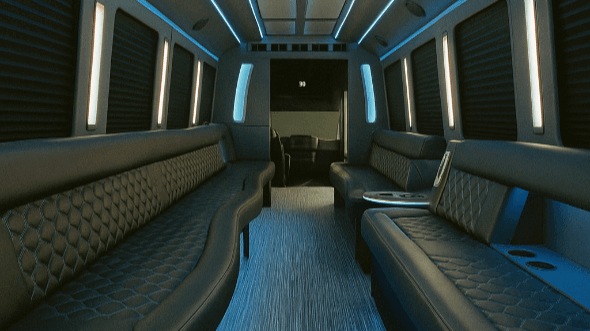 Interior of Vancouver Party Bus Company's 20 Passenger Party Bus in Portland