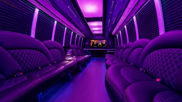 Interior of Vancouver Party Bus Company's 28 Passenger Party Bus in Albany
