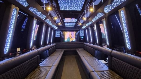 Interior of Vancouver Party Bus Company's 28 Passenger Party Bus in Olympia