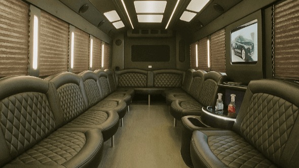 Interior of Vancouver Party Bus Company's 30 Passenger Party Bus in Olympia