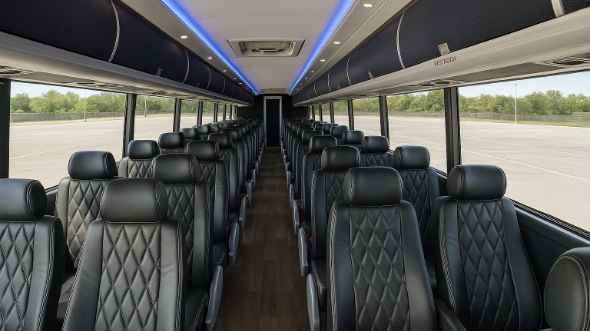 Interior of Vancouver Party Bus Company's 40 Passenger Charter Bus in Vancouver