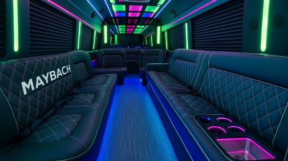 Interior of Vancouver Party Bus Company's 40 Passenger Party Bus in Gresham