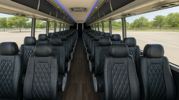 Interior of Vancouver Party Bus Company's 44 Passenger Charter Bus in Vancouver