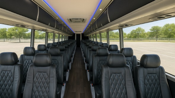Interior of Vancouver Party Bus Company's 51 Passenger Charter Bus in Vancouver